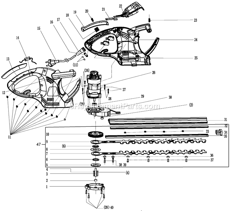 Black and Decker HT190-AR (Type 1) 20 Hedgetrimmer Power Tool Page A Diagram